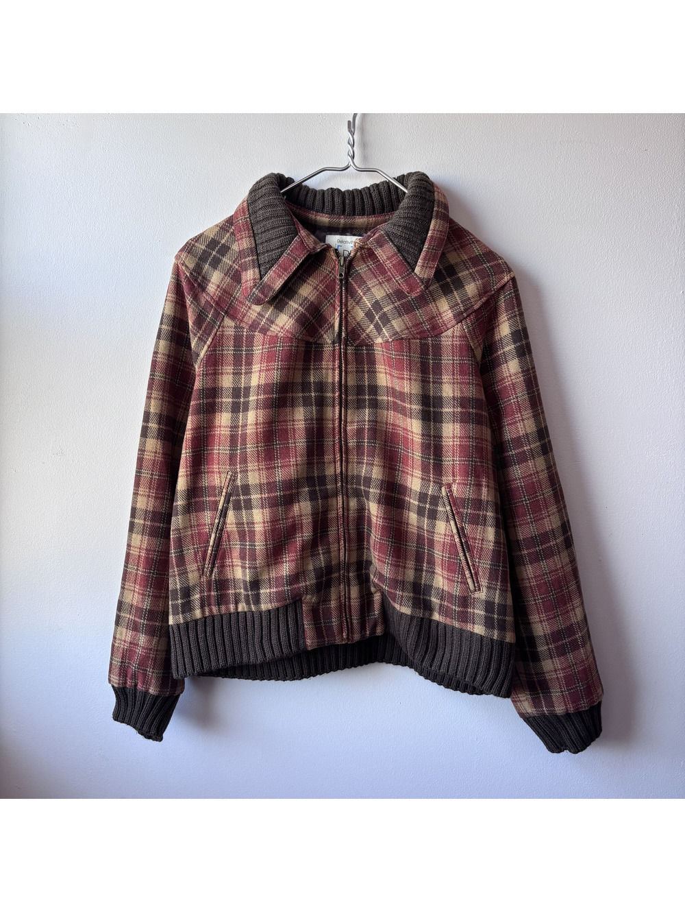 Relativity XL Wool Blend Plaid Bomber Jacket with Ribbed Trim